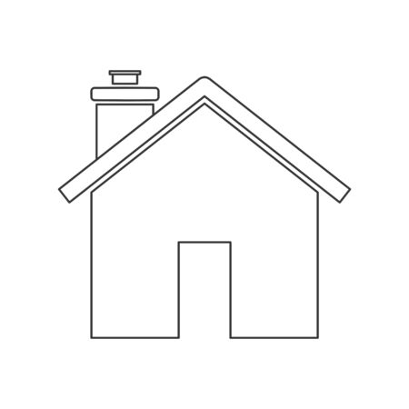 House icon with chimney in vector line drawingのイラスト素材