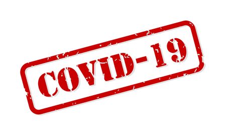 COVID-19 coronavirus red rubber stamp vector isolatedのイラスト素材