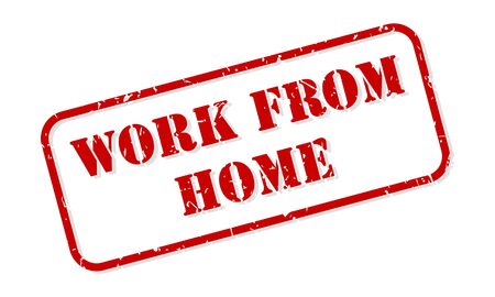 Work from home concept in red rubber stamp vector isolated on whiteのイラスト素材