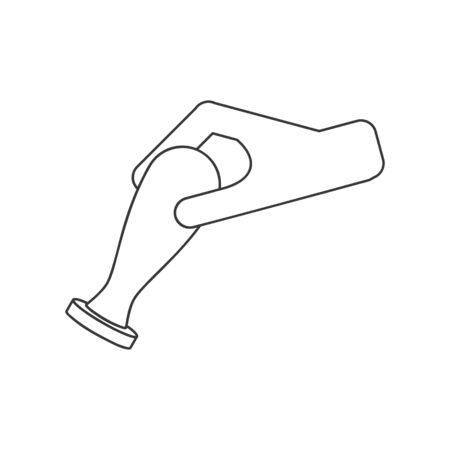 Notary wax seal stamp with hand icon vector line drawingのイラスト素材