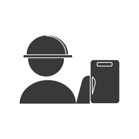 Auditor or inspector with a clipboard for home inspection concept icon vectorのイラスト素材