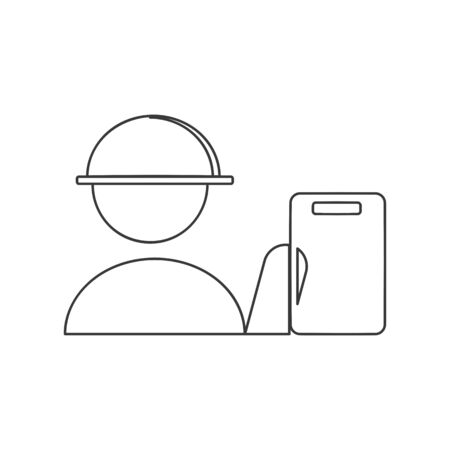 Auditor or inspector with a clipboard for home inspection concept icon vector line drawingのイラスト素材