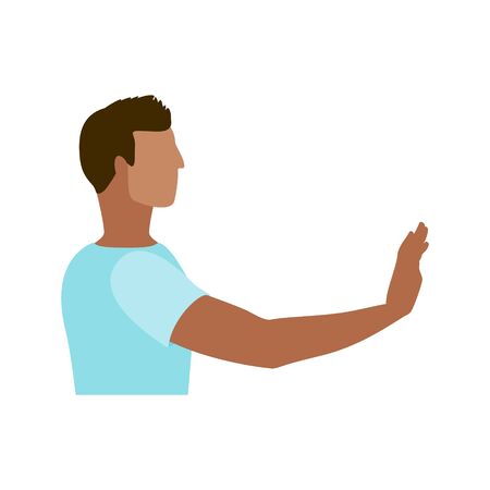Man with his hand out in a stop gesture to stop the spread of COVID-19 coronavirus disease concept vectorのイラスト素材
