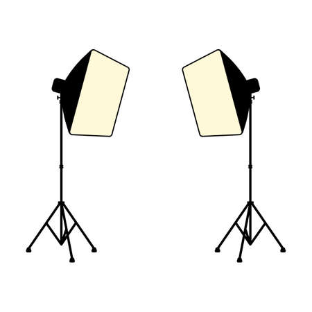 Studio lighting equipment softbox on a stand vectorのイラスト素材