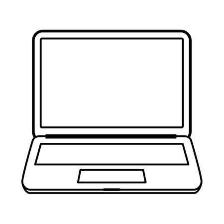 Portable laptop computer in line drawing vectorのイラスト素材