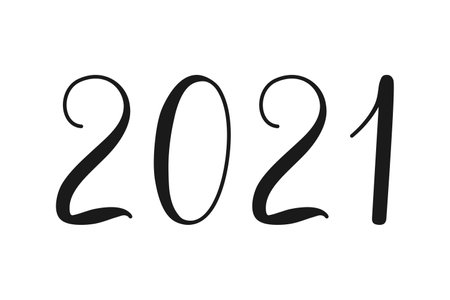 2021 new year text hand written in vector