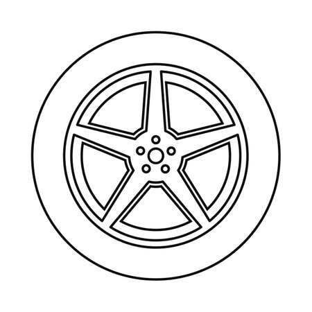 Car tire or car tyre with alloy rim wheel vectorのイラスト素材