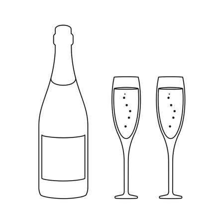 Champagne bottle and champagne glasses for event celebration concept vectorのイラスト素材
