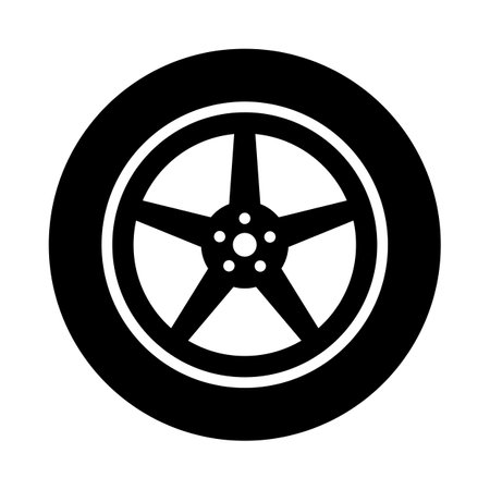 Car tire or car tyre with alloy rim wheel vectorのイラスト素材