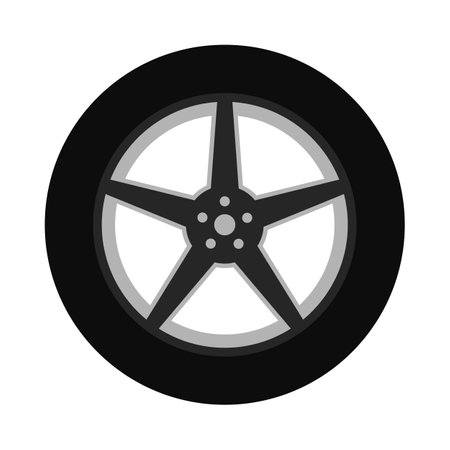 Car tire or car tyre with alloy rim wheel vectorのイラスト素材