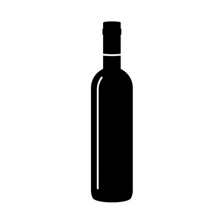 Simple wine bottle silhouette vector iconのイラスト素材
