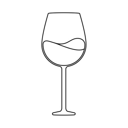 Simple wine glass for retaurant dinner concept in outline vector iconのイラスト素材