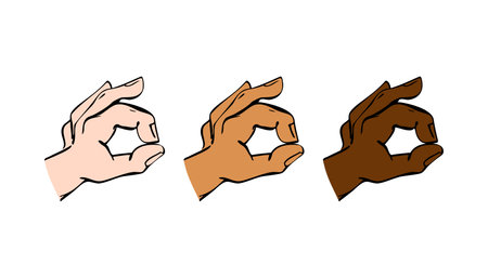 Human hand gesture indicating perfect, okay or yes in vectorのイラスト素材