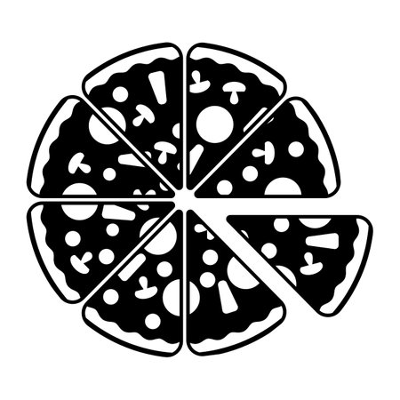 Top down view of a pizza or pizza pie for pizza shop concept in vectorのイラスト素材