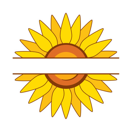 Sunflower monogram split into two pieces with copy space in vectorのイラスト素材