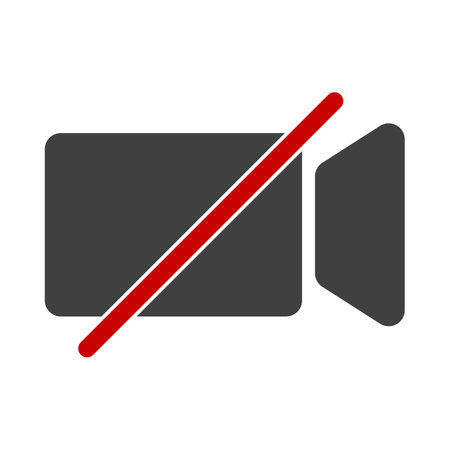 Video camera off symbol for video conferencing concept in vector iconのイラスト素材