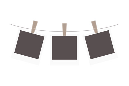 String of three instant film frames for photos in vectorのイラスト素材