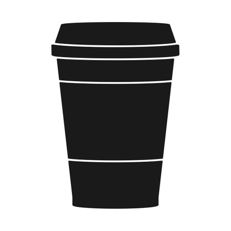 Take out coffee or take away cup of tea in silhouette vector iconのイラスト素材