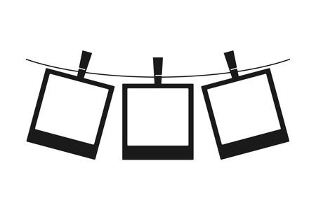 String of three instant film frames for photos in silhouette vectorのイラスト素材