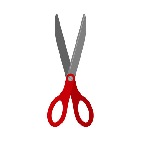 Pair of sharp red scissors for school craft work in flat design vectorのイラスト素材