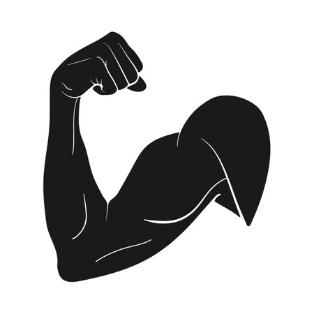 Strong bicep arm muscle for strength and fitness concept in vector iconのイラスト素材