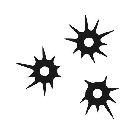 Bullet holes or gunshot holes in isolated vector iconのイラスト素材