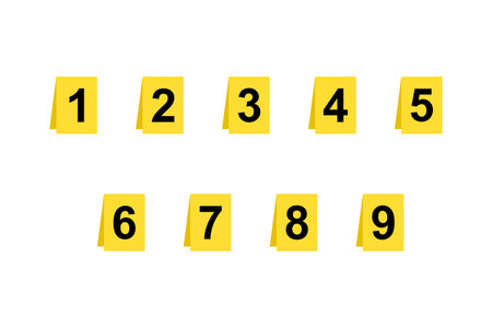 Set of yellow crime scene evidence markers or police markers in vectorのイラスト素材