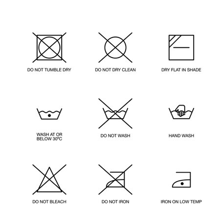 Laundry instructons for garment care as symbols set in vectorのイラスト素材