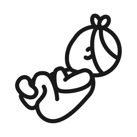 Newborn baby girl with headband resting in vector iconのイラスト素材