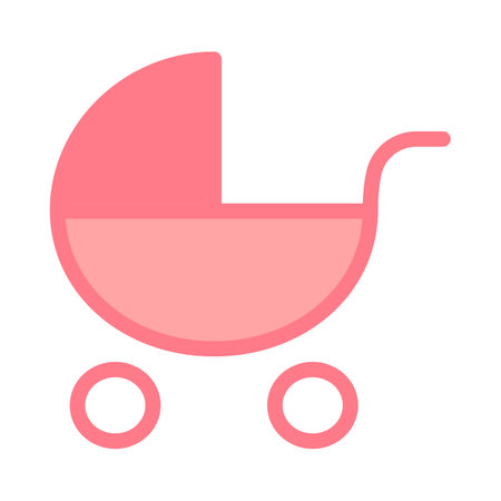 Baby pram or buggy stroller in vector iconのイラスト素材
