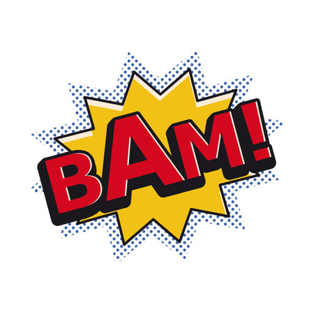 Bam word in action explosion label for comic effect as vector iconのイラスト素材