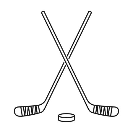 Ice hockey sticks and hockey puck as logo in vector iconのイラスト素材