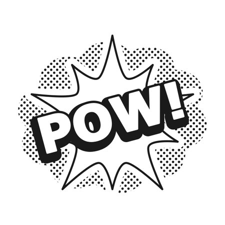 Pow word in action explosion label for comic effect as vector iconのイラスト素材