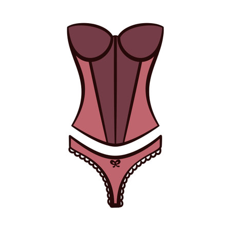 Lingerie corset or bustier with lacy thong as sexy underwear set in vectorのイラスト素材