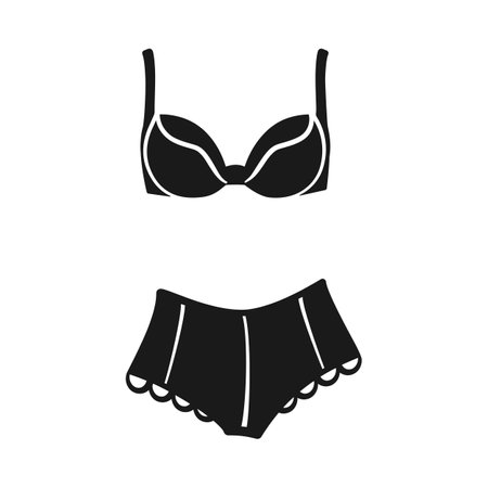 Lacy lingerie shorts and molded bra as women's underwear set in vector iconのイラスト素材