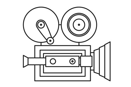 Vintage movie camera or cinema camera in vector iconのイラスト素材