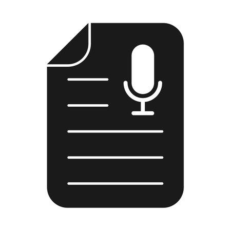 Audio file symbol with microphone and document in vector iconのイラスト素材