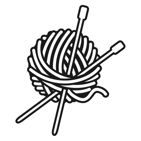 Yarn ball of wool with knitting needles in vector iconのイラスト素材