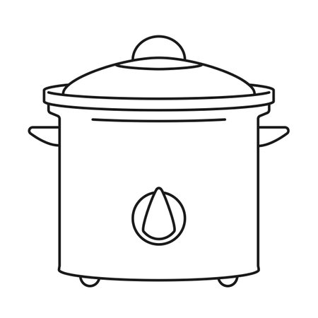 Slow cooker cooking pot in vector iconのイラスト素材