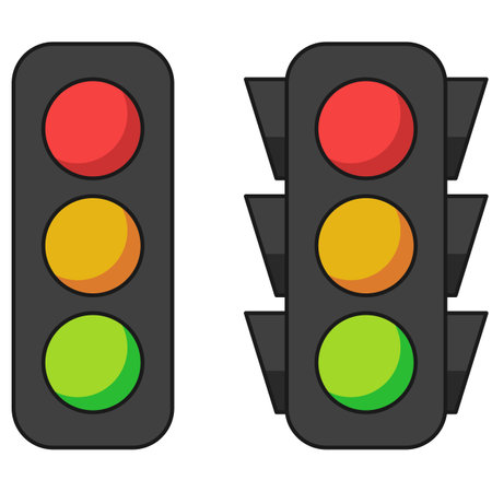 Traffic lights or stoplights with go light and caution light in vector iconのイラスト素材