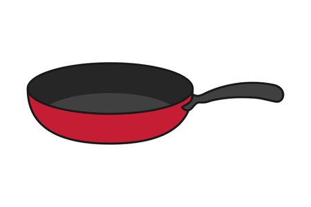 Nonstick frying pan or frypan in vector iconのイラスト素材