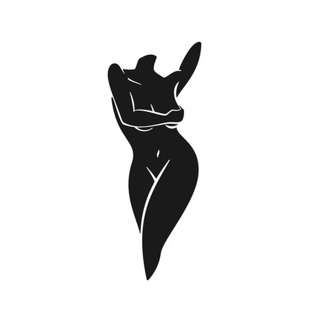 Female figure or body in black silhouette vector iconのイラスト素材