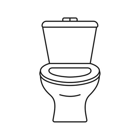Bathroom toilet seat and toilet bowl in outline vector iconのイラスト素材