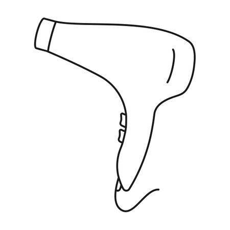 Hair dryer or hairdryer for hair salon blow dry in outline vector iconのイラスト素材