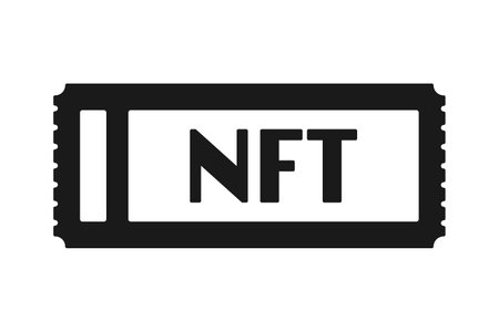 NFT ticket or non-fungible ticket in silhouette vector iconのイラスト素材