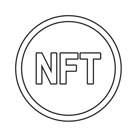 NFT coin or non-fungible token in outline vector iconのイラスト素材