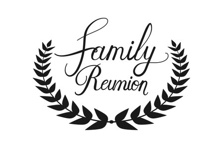 Family reunion text or lettering with wreath as vector iconのイラスト素材
