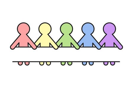 Paper people chain with copy space for kindergarten concept as colorful vector iconのイラスト素材