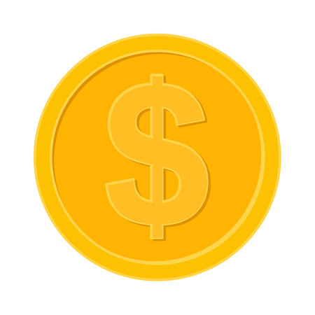 Coin with dollar symbol or 3D gold coin in vector iconのイラスト素材