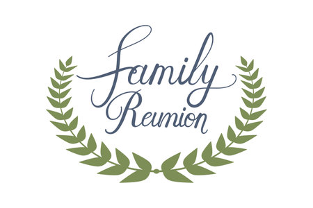Family reunion text or lettering with wreath as vector iconのイラスト素材